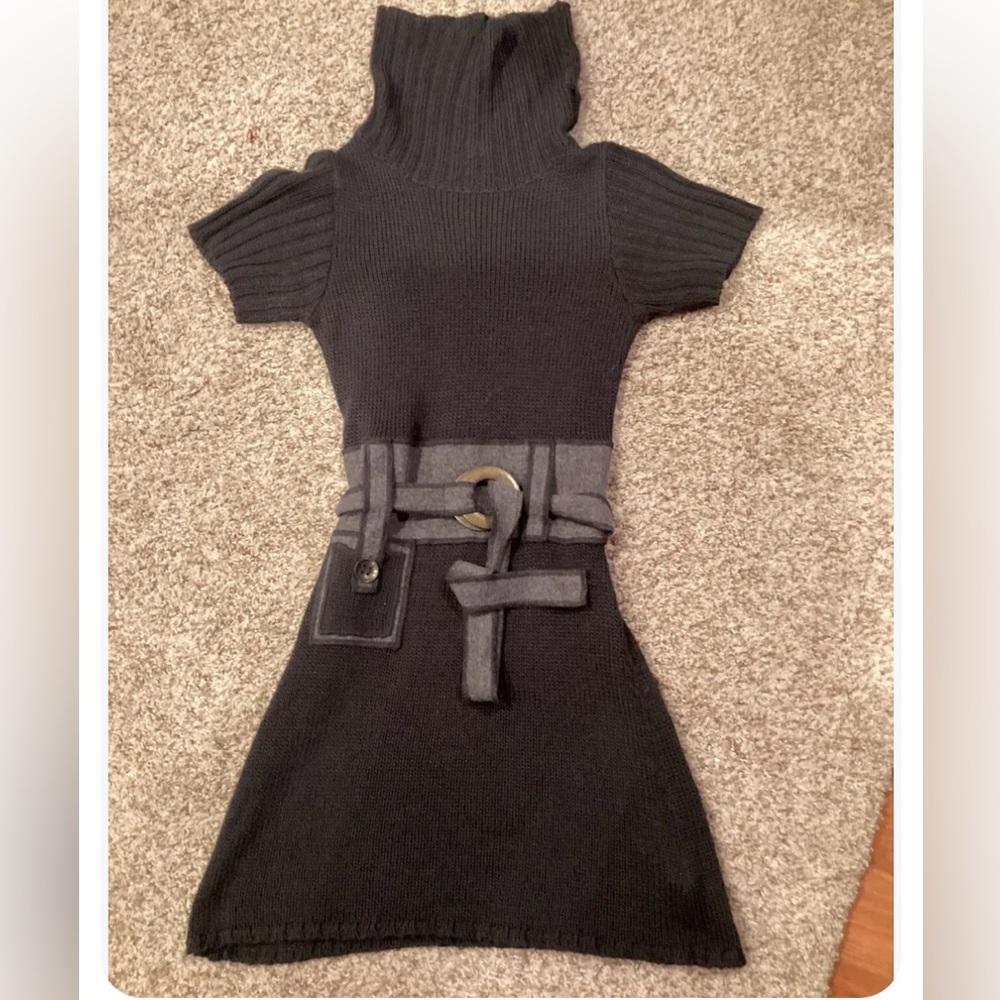 Roberto Klein Gray Belted Sweater Dress Medium